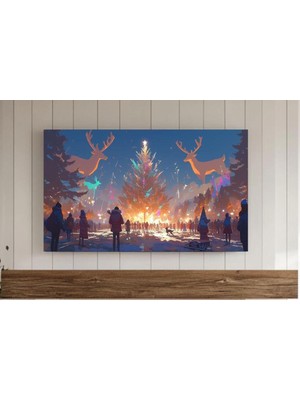 Ninastore Noel Ağacı Şenlikli Çerçeve Tv Sanatı Altın Noel Ağacı Şenlikli Şehir Samsung Arka Planı Karlı Şehir