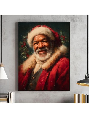 Ninastore Afro-Amerikan Noel Baba Sanat Baskısı Vintage Noel Dekorasyonu (Dijital Indirme)