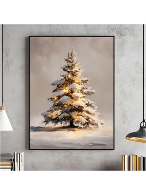 Ninastore Vintage Noel Ağacı Tablosu, Nötr Renklerde Tatil Dekorasyonu (Dijital Indirme)