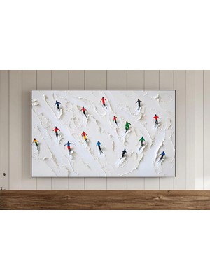 Ninastore Kış Temalı Çerçeve Tv Duvar Sanatı Soyut Kayak Tablosu Arka Plan Pop Art Modern Dijital Indirme Renk
