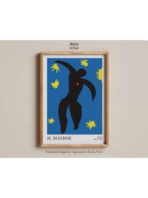 Ninastore Ikarus Baskısı, Henri Matisse Caz Serisi, Yıldızlarla Süslenmiş Kesik Silüet, Cesur Modernist Kolaj