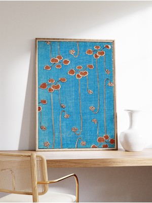 Ninastore Japon Ahşap Baskı Poster Çiçekli Oryantal Desenli Asma Temalı, Wantabe Seitei Asya Duvar Sanatı Deko