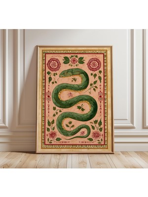Ninastore Ezoterik Yılan Sanatı Baskısı, Vintage Halk Sembolizmi Posteri, Mistik Yılan Duvar Sanatı, Dekoratif