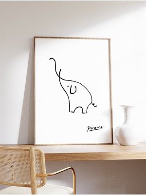 Ninastore Picasso Çizgi Sanatı Posteri Fil Picasso Minimalist Baskı Duvar Sanatı Dekorasyonu Hayvan Sanatı Hay