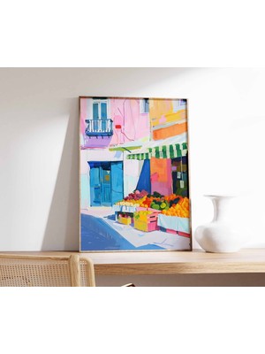 Ninastore Meyve ve Sebze Pazarı Posteri Çiftçi Pazarı Duvar Sanatı Yiyecek Baskısı Mutfak Dekorasyonu Rustik Y