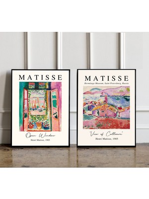 Ninastore 2'li Henri Matisse Poster Seti: Açık Pencere Posteri, Collioure Manzarası Posteri, Sanat Sergisi Pos