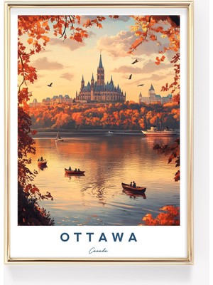 Ninastore Ottawa Seyahat Posteri Kanada Şehir Manzarası Parlamento Tepesi Baskısı Ottawa'da Sonbahar Ottawa Ne
