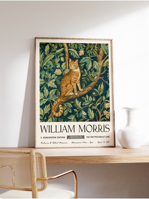 Ninastore William Morris Kedi Baskısı William Morris Posteri Kedi Posteri Kedi Sanatı Çiçekli Kedi Baskısı Ked