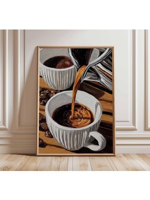 Ninastore Kahve Dökme Sanat Baskısı | Gerçekçi Mutfak Duvar Sanatı | Barista Kahve Posteri | Modern Kafe Dekor