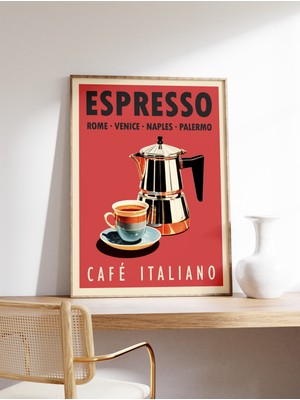 Ninastore Espresso Kahve Baskısı Italyan Kahve Sanatı Posteri Mutfak Dekorasyonu Retro Kahve Baskısı Vintage Y