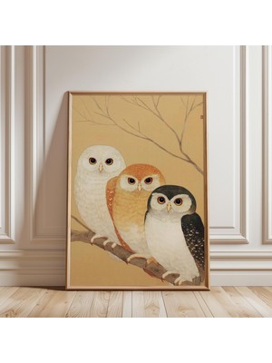 Ninastore Tüneyen Baykuş Posteri Japon Mürekkep Illüstrasyon Baskısı