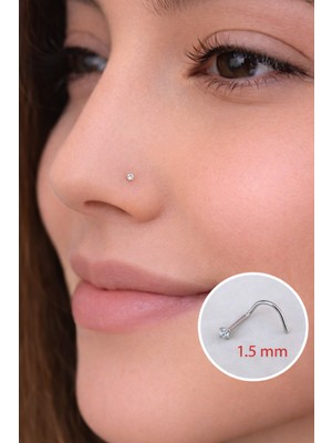 Sacce Scarves & Accessories 316 L Çelik 1.5 mm Tektaş Hızma Arkası Kıvrımlı Düşmeyen Burun Piercingi