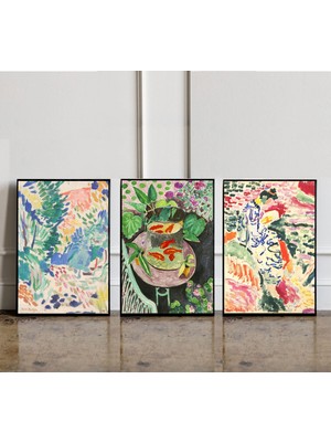 Ninastore 3'lü Henri Matisse Poster Seti: Açık Pencere Posteri, Collioure Manzarası Baskısı, Henri Matisse Bas