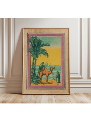 Ninastore Vintage Çöl Seyahat Posteri Kuzey Afrika Duvar Sanatı Deve Palmiyesi Baskısı Retro Sahra Sanat Eseri