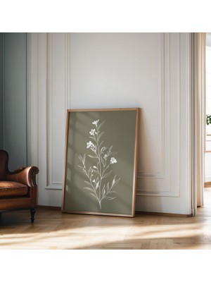 Ninastore Zeytin Yeşili Botanik Baskı Fransız Kırsal Duvar Sanatı Zeytin Tablosu Posteri Bahar Çiçeği Baskısı