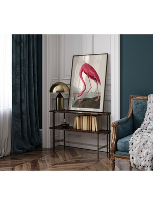 Ninastore Pembe Flamingo Vintage Sanat Baskısı Antik Kuş Illüstrasyonu Minimalist Nötr Duvar Sanatı Baskısı An