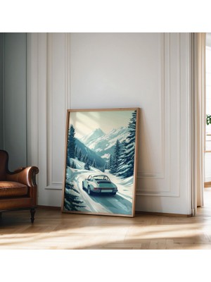 Ninastore Retro Kayak Duvar Sanatı Posteri, Vintage Kış Retro Araba Baskısı, Eğlenceli Kayak Posteri, Rahat Ka