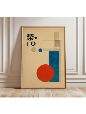 Ninastore Japon Soyut Geometrik Poster Bauhaus Minimalist Duvar Sanatı Modern Retro Baskı Kırmızı Mavi Daire K