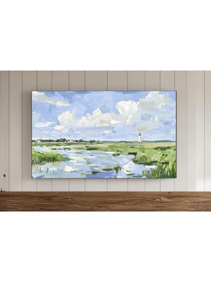 Ninastore Bataklıklar ve Deniz Feneri Dijital Tablo Çerçevesi Tv Duvar Sanatı Kıyı Yazı Samsung Ekran Koruyucu