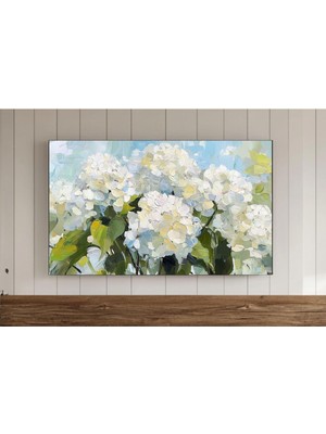 Ninastore Beyaz Ortanca Çiçekleri Çerçeveli Tv Sanatı Bahar Dijital Indirme Çiçek Tablosu Çiçek Samsung Ekran