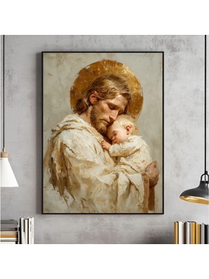 Ninastore Isa ve Bebek Sanat Baskısı Hristiyan Ev Dekorasyonu (Dijital Indirme)