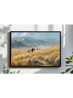 Ninastore Vintage Vahşi Atlar Yağlı Boya Tablo Baskısı Rustik Hayvan Duvar Sanatı (Dijital Indirme)