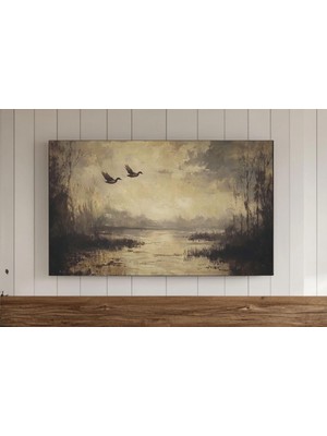 Ninastore Uçan Ördekler Çerçeveli Tv Duvar Sanatı Vintage Vahşi Yaşam Tablosu Rustik Kırsal Dekorasyon Samsung
