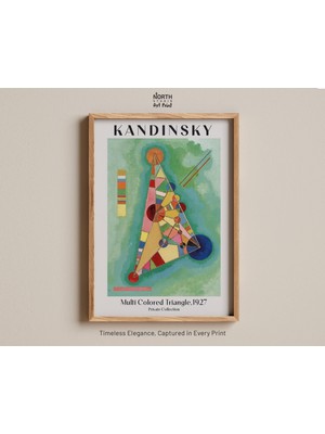 Ninastore Çok Renkli Üçgen Baskı Kandinsky Bauhaus Geometrik Baskı Soyut Modern Sanat Canlı Yeşil Üçgen Duvar