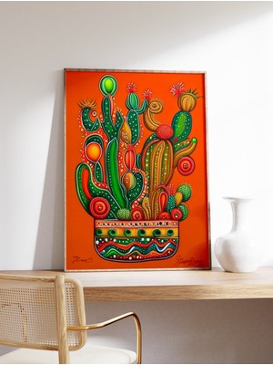 Ninastore Meksika Kaktüsü Posteri Meksika Sanat Baskısı Vintage Çiçekli Duvar Sanatı Psychedelic Poster Latin