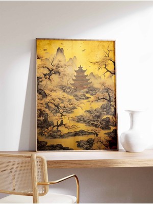 Ninastore Çin Vintage Sanat Baskısı Çin Sanatı Vintage Sanat Oryantal Sanat Çin Baskısı Asya Dekorasyonu Manza