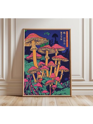 Ninastore Japon Mantarı Posteri, Psikedelik Botanik Baskı, Canlı Mantarlar Duvar Sanatı, Fantastik Doğa Illüst