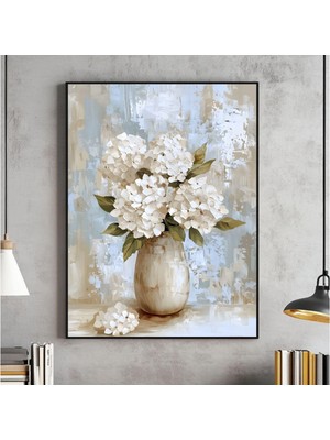 Ninastore Yazdırılabilir Beyaz Ortancalar Vintage Tablo Botanik Duvar Sanatı Vintage Çiçek Baskısı Nötr Duvar
