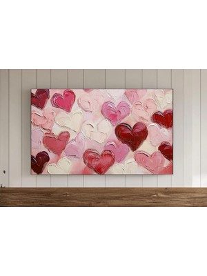 Ninastore Nötr Pembe Kırmızı Kalpler Tablo Çerçevesi Tv Duvar Sanatı Sevgililer Günü Dijital Indirme Romantik