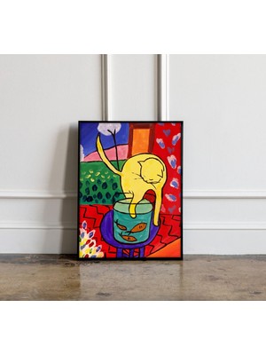 Ninastore Henri Matisse Kırmızı Balıklı Kedi Posteri, Henri Matisse Duvar Sanatı, Henri Matisse Kedi Baskısı S