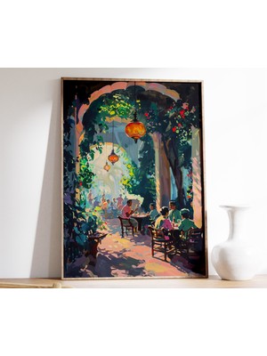 Ninastore Nargile Barı Baskılı Arapça Poster Yiyecek ve Içecek Sanatı Islami Sanat Orta Doğu Dekorasyonu Mutfa