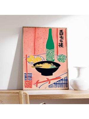 Ninastore Japon Ramen Kasesi Sanat Baskısı Minimalist Asya Mutfağı Duvar Sanatı Posteri Modern Yemek Illüstras