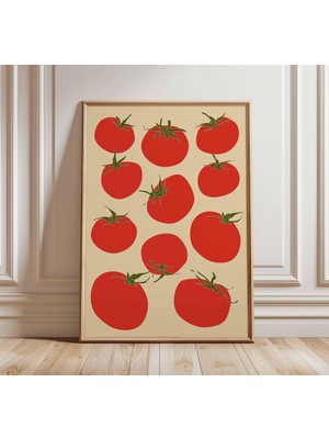 Ninastore Domates Duvar Sanatı Baskısı Modern Mutfak Posteri Retro Sebze Illüstrasyonu Cesur Kırmızı Meyve San