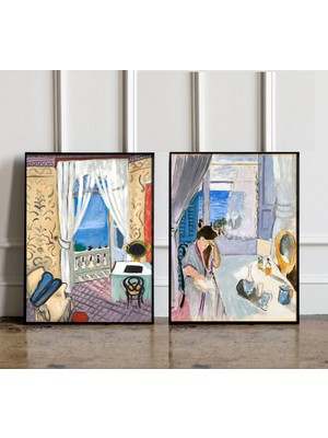 Ninastore 2'li Henri Matisse Poster Seti, Henri Matisse Sergi Baskısı, Henri Matisse Duvar Dekoru, Açık Pencer