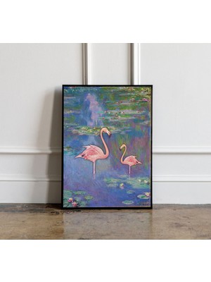 Ninastore Claude Monet'nin Nilüferler Arasında Alevler Tablosunun Posteri, Oturma Odası Duvar Dekorasyonu, Hay