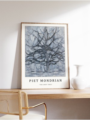 Ninastore Piet Mondrian Posteri Gri Ağaç Piet Mondrian Sanat Baskısı Bauhaus Posteri Soyut Sanat Kübizm Modern