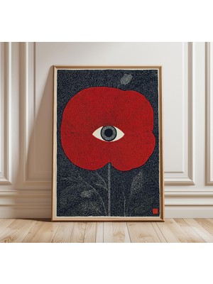 Ninastore Sürreal Kırmızı Gelincik Sanat Baskısı Modern Göz Illüstrasyonu Soyut Botanik Poster Çağdaş Grafik D