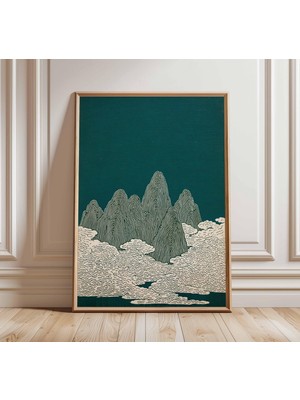 Ninastore Japon Dağ Sanatı Baskısı Minimalist Manzara Posteri Zen Doğa Duvar Sanatı Sakin Bulut Illüstrasyonu