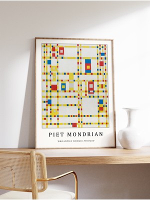 Ninastore Piet Mondrian Posteri Broadway Boogie-Woogie Piet Mondrian Sanat Baskısı Bauhaus Posteri Soyut Sanat