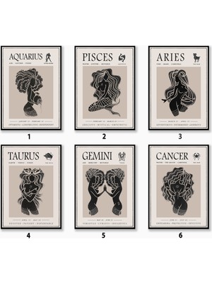Ninastore Burç Işaretleri Poster Seti Boho Dekorasyon Göksel Duvar Sanatı Mistik Baskı Galeri Duvarı Astroloji