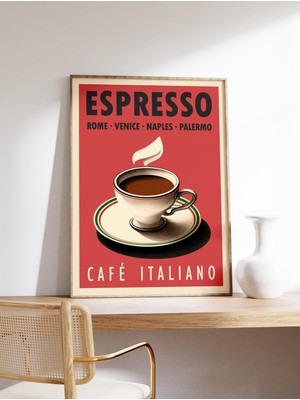 Ninastore Espresso Kahve Baskısı Italyan Kahve Sanatı Posteri Mutfak Dekorasyonu Retro Kahve Baskısı Vintage Y
