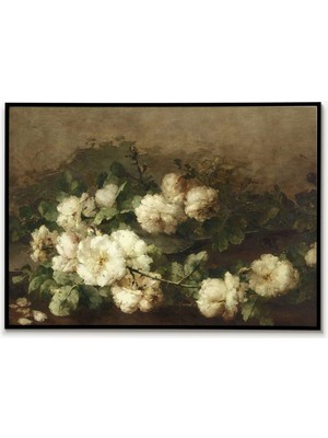 Ninastore Beyaz Gül Tablosu Poster Sanat Baskıları Çiçek Baskılı Duvar Sanatı Beyaz Çiçek Sanatı Çiçek Posteri