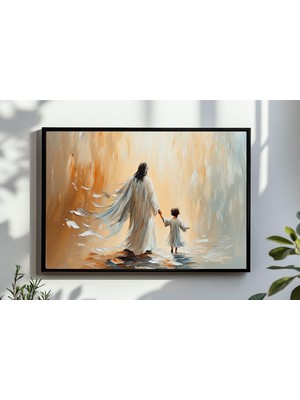 Ninastore Isa Mesih'in Bir Kızla Yürümesi Duvar Sanatı, Isa ile Yürüyen Dijital Indirme, Incil Baskısı, Hristi