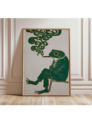 Ninastore Sürreal Kurbağa Sanat Baskısı, Vintage Japon Tarzı Poster, Tuhaf Hayvan Duvar Sanatı, Retro Amfibi I