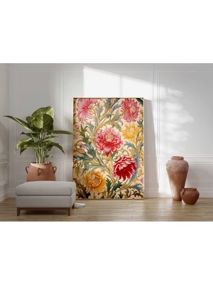 Ninastore Hint Çiçek Desenli Geleneksel Hint Posteri Çiçek Dekorasyonu Çiçek Baskılı Vintage Sanat Duvar Sanat