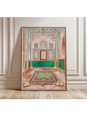 Ninastore Islami Namaz Odası Posteri, Müslüman Hediyesi, Duvar Sanatı, Islami Mimari Baskı, Orta Doğu Dekorasy